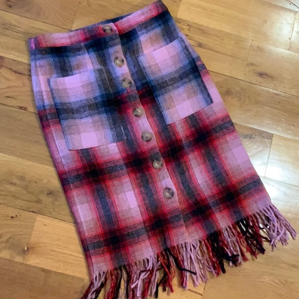 US size 10 Maeve fringed flannel pencil skirt - EUC - Euro size 14/48